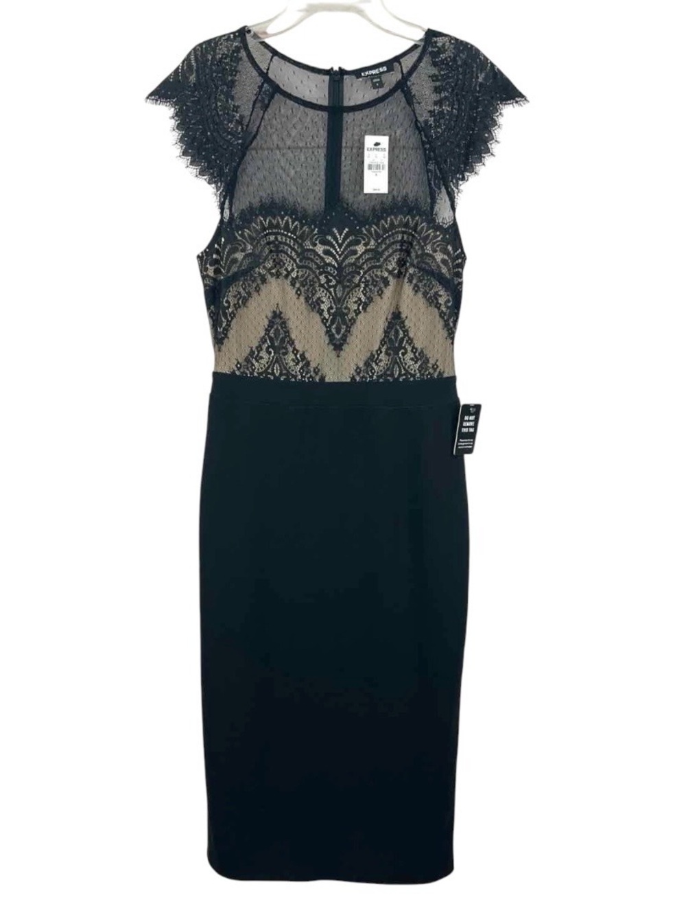NWT Express Sheer Black Lace Cocktail Bodycon Dress